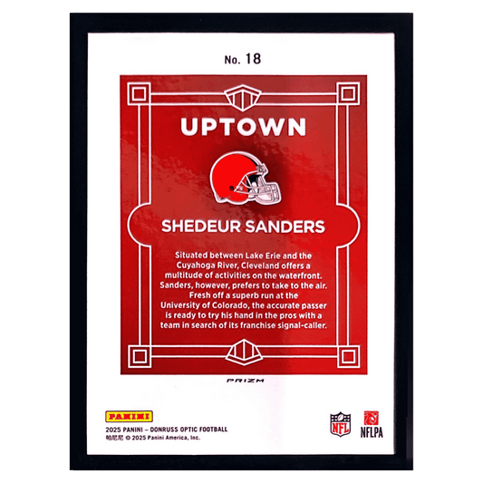 Shedeur Sanders 2025 Panini Donruss Optic Uptown Rookie RC Card #18