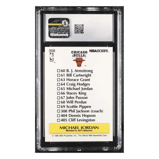 Michael Jordan CGC 8.5 1990-91 NBA Hoops Team Checklist Card #358