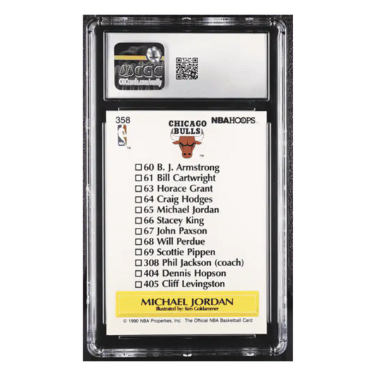 Michael Jordan CGC 8.5 1990-91 NBA Hoops Team Checklist Card #358