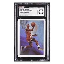 Michael Jordan CGC 8.5 1990-91 NBA Hoops Team Checklist Card #358