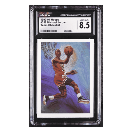 Michael Jordan CGC 8.5 1990-91 NBA Hoops Team Checklist Card #358