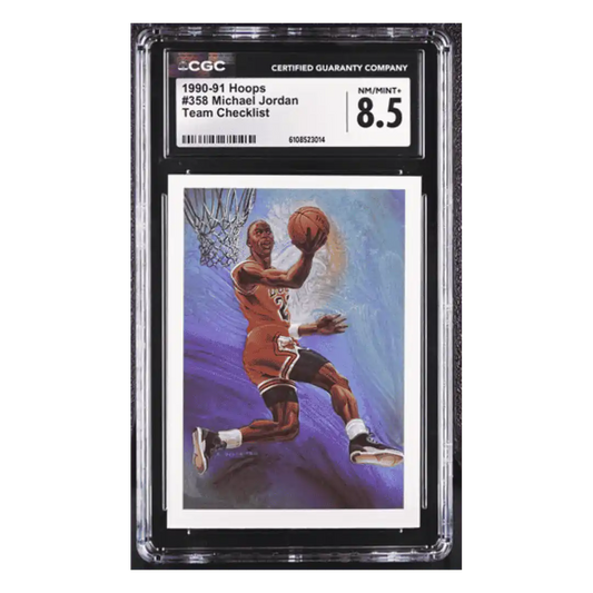 Michael Jordan CGC 8.5 1990-91 NBA Hoops Team Checklist Card #358