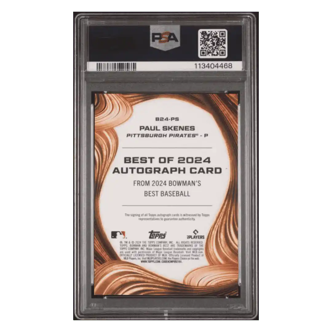 Paul Skenes PSA 9 2024 Bowman's Best Best of 2024 Autograph Orange X-Fractor Rookie RC Card #B24PS
