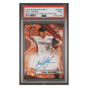 Paul Skenes PSA 9 2024 Bowman's Best Best of 2024 Autograph Orange X-Fractor Rookie RC Card #B24PS