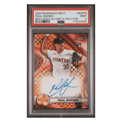 Paul Skenes PSA 9 2024 Bowman's Best Best of 2024 Autograph Orange X-Fractor Rookie RC Card #B24PS