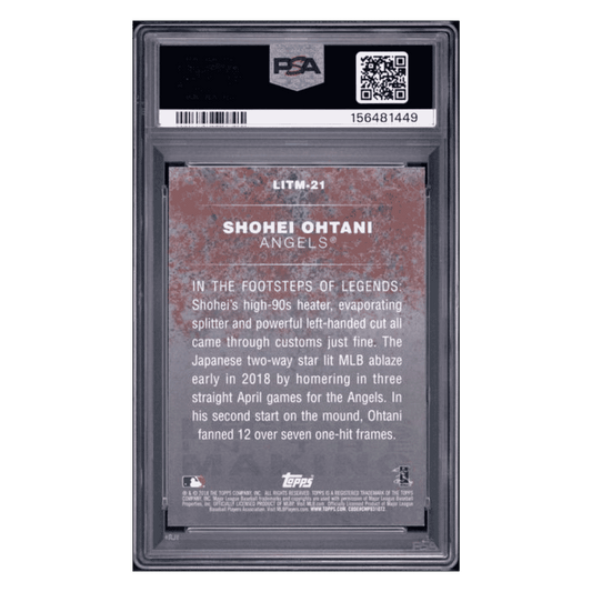 Shohei Ohtani PSA 8 2018 Topps Update Legends In The Making Rookie RC Card #LITM-21