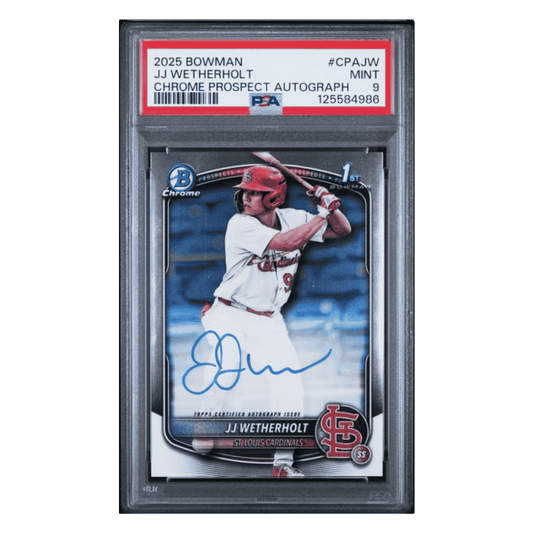 JJ Wetherholt PSA 9 2025 Topps Bowman Chrome Prospects Autograph Card #CPAJW