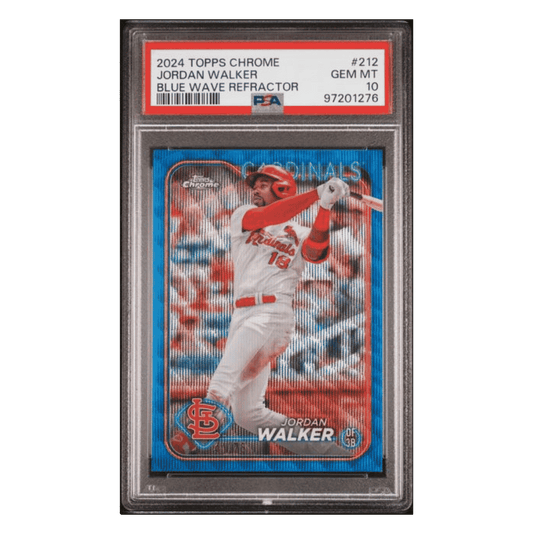 Jordan Walker PSA 10 2024 Topps Chrome Blue Wave Refractor #d/ 75 POP 1 Card #212