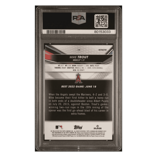 Mike Trout PSA 10 2022 Bowman's Best Refractor Card #14