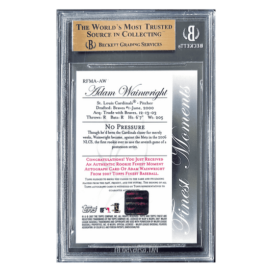 Adam Wainwright BGS 9.5 2007 Topps Rookie Finest Moments Autograph Card #RFMA-AW