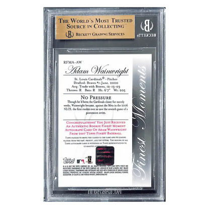 Adam Wainwright BGS 9.5 2007 Topps Rookie Finest Moments Autograph Card #RFMA-AW