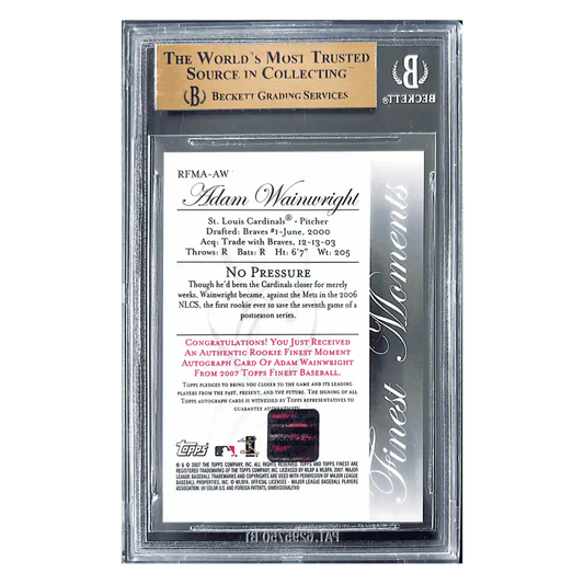 Adam Wainwright BGS 9.5 2007 Topps Rookie Finest Moments Autograph Card #RFMA-AW