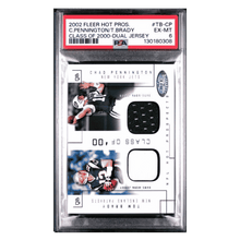 Tom Brady & Chad Pennington PSA 6 2002 Fleer Hot Prospects Class of 2000 Dual Jersey Patch #d/ 375 Card #TB-CP