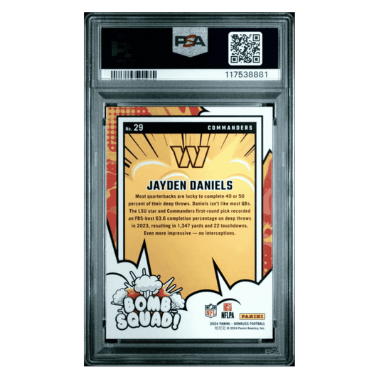 Jayden Daniels PSA 10 2024 Panini Donruss Bomb Squad Card #29