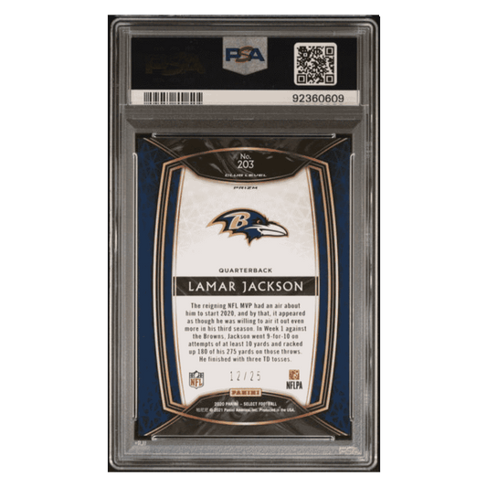 Lamar Jackson PSA 10 2020 Panini Select Tie-Dye Prizm #d/ 25 Card #203