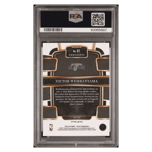 Victor Wembanyama PSA 10 2023 Panini Select Silver Rookie RC Card #87