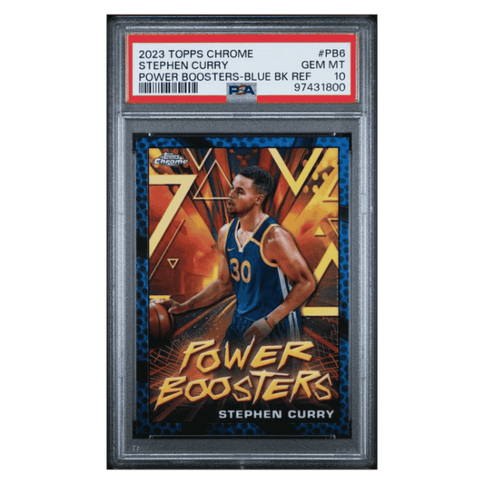 Steph Curry PSA 10 2023 Topps Chrome Power Boosters Blue Black Refractor Card #PB6