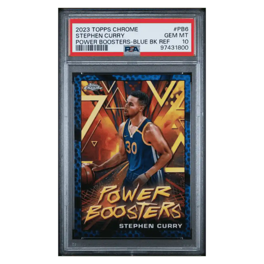 Steph Curry PSA 10 2023 Topps Chrome Power Boosters Blue Black Refractor Card #PB6