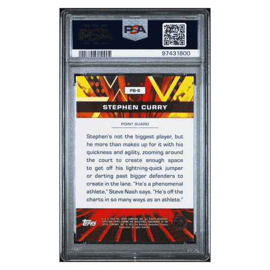 Steph Curry PSA 10 2023 Topps Chrome Power Boosters Blue Black Refractor Card #PB6