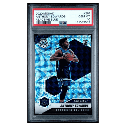 Anthony Edwards PSA 10 2020 Panini Mosaic Reactive Blue Rookie RC Card #261