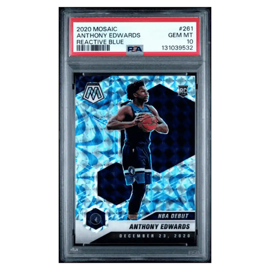 Anthony Edwards PSA 10 2020 Panini Mosaic Reactive Blue Rookie RC Card #261