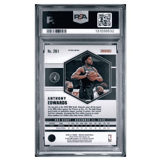 Anthony Edwards PSA 10 2020 Panini Mosaic Reactive Blue Rookie RC Card #261