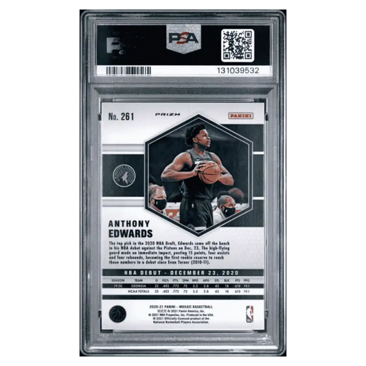 Anthony Edwards PSA 10 2020 Panini Mosaic Reactive Blue Rookie RC Card #261
