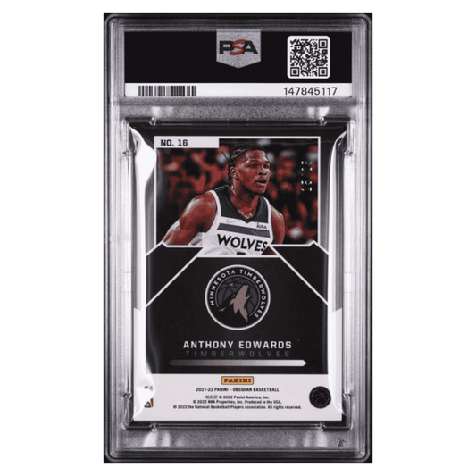 Anthony Edwards PSA 9 2021 Panini Obsidian Magnitude Electric Etch Green #d/ 25 Card #16
