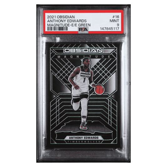Anthony Edwards PSA 9 2021 Panini Obsidian Magnitude Electric Etch Green #d/ 25 Card #16