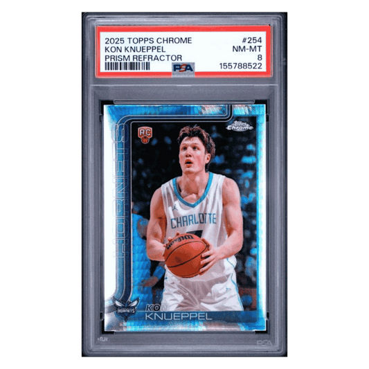 Kon Knueppel PSA 8 2025 Topps Chrome Prism Refractor Rookie RC Card #254