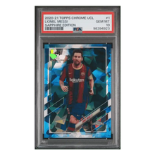 Lionel Messi PSA 10 2020-21 Topps Chrome UEFA Champions League Sapphire Edition Card #1