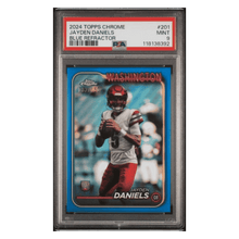 Jayden Daniels PSA 9 2024 Topps Chrome Blue Refractor Rookie RC #d/ 150 Card #201