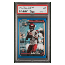 Jayden Daniels PSA 9 2024 Topps Chrome Blue Refractor Rookie RC #d/ 150 Card #201