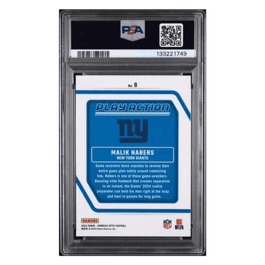 Malik Nabers PSA 9 2024 Panini Donruss Optic Play Action Rookie RC Card #8
