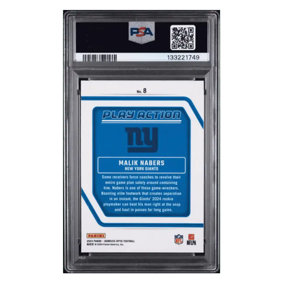 Malik Nabers PSA 9 2024 Panini Donruss Optic Play Action Rookie RC Card #8