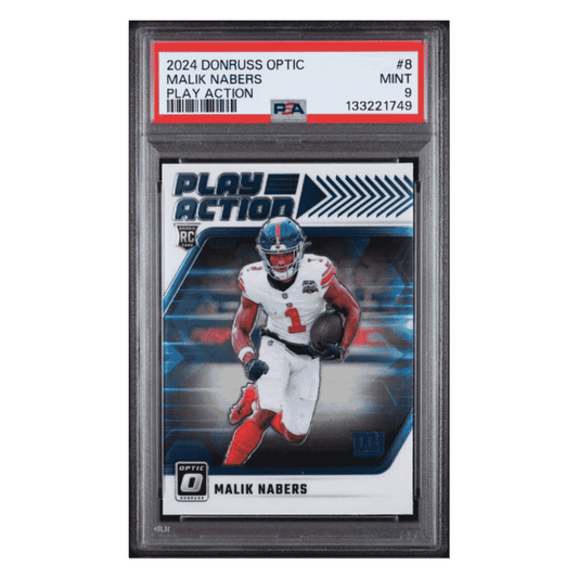 Malik Nabers PSA 9 2024 Panini Donruss Optic Play Action Rookie RC Card #8