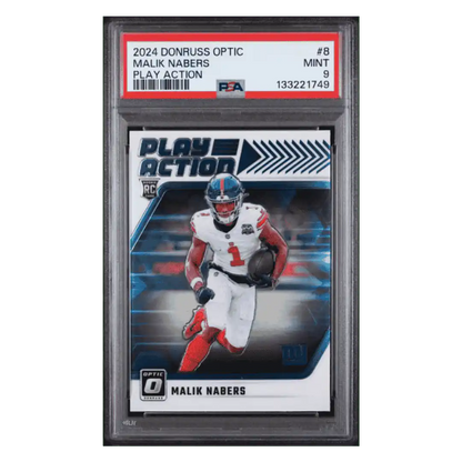 Malik Nabers PSA 9 2024 Panini Donruss Optic Play Action Rookie RC Card #8