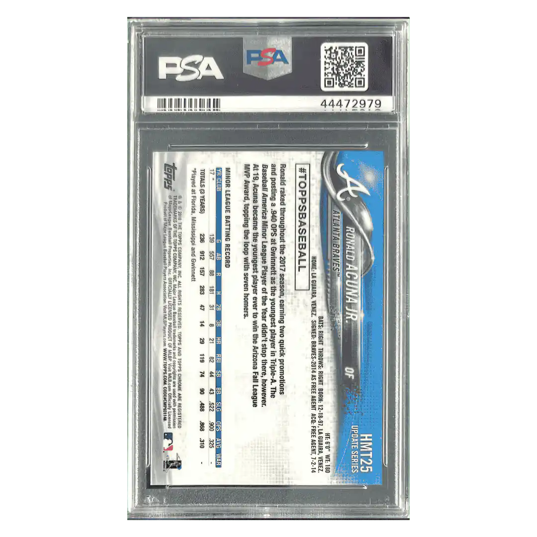 Ronald Acuna Jr PSA 10 2018 Topps Chrome Update Rookie RC Card #HMT25