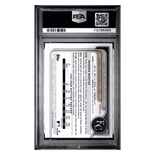 Jac Caglianone PSA 10 2024 Bowman Draft Chrome Refractor Card #BDC8