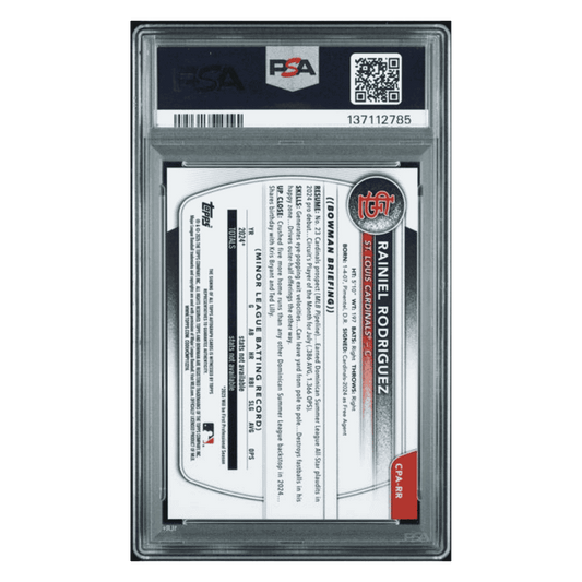 Rainiel Rodriguez PSA 8 2025 Bowman Chrome Prospect Autograph Card #CPARR