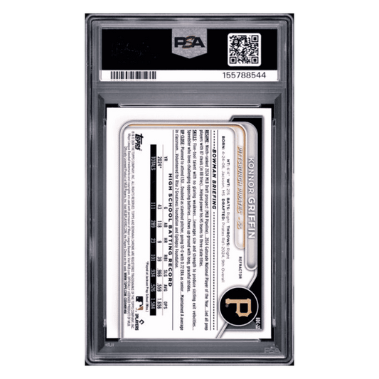 Konnor Griffin PSA 9 2024 Bowman Draft Chrome Refractor Card #BCD22