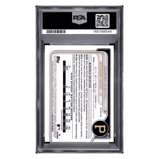 Konnor Griffin PSA 9 2024 Bowman Draft Chrome Refractor Card #BCD22