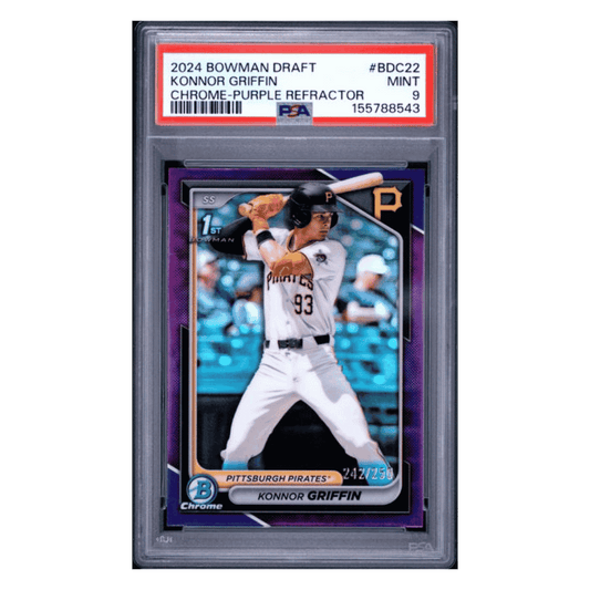 Konnor Griffin PSA 9 2024 Bowman Draft Chrome Purple Refractor #d/ 250 Card #BDC22