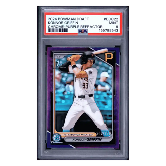Konnor Griffin PSA 9 2024 Bowman Draft Chrome Purple Refractor #d/ 250 Card #BDC22