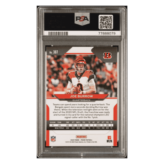 Joe Burrow PSA 9 2020 Panini Prizm Rookie RC Card #307