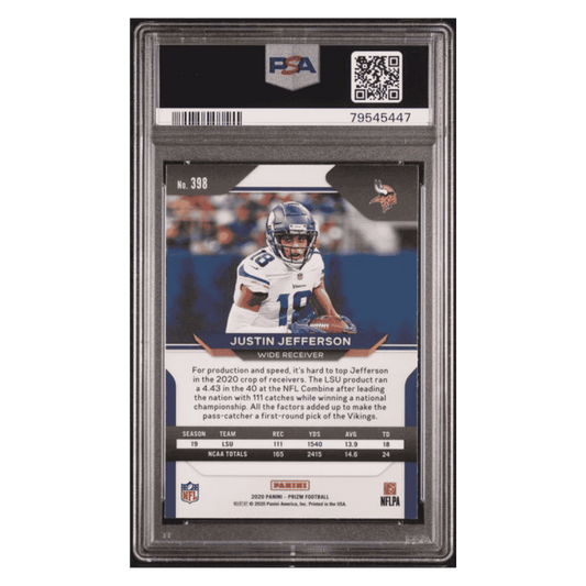 Justin Jefferson PSA 9 2020 Panini Prizm Rookie RC Card #398