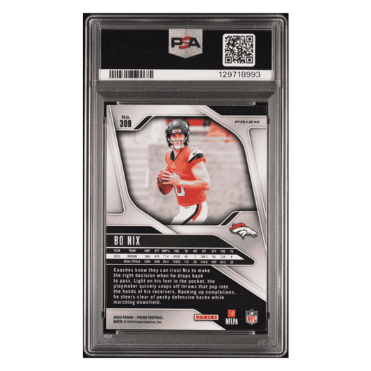 Bo Nix PSA 9 2024 Panini Prizm Silver Rookie RC Card #309