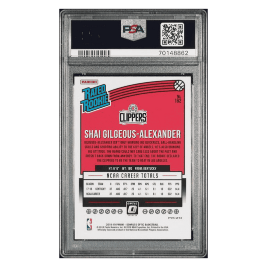 Shai Gilgeous-Alexander PSA 9 2019 Panini Donruss Optic Shock Rated Rookie Card #162