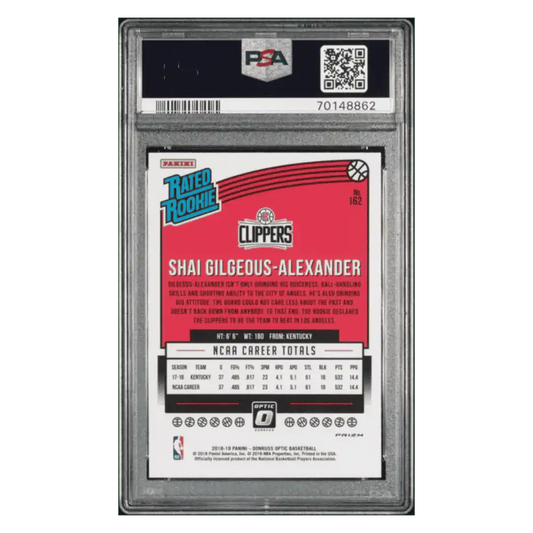 Shai Gilgeous-Alexander PSA 9 2019 Panini Donruss Optic Shock Rated Rookie Card #162