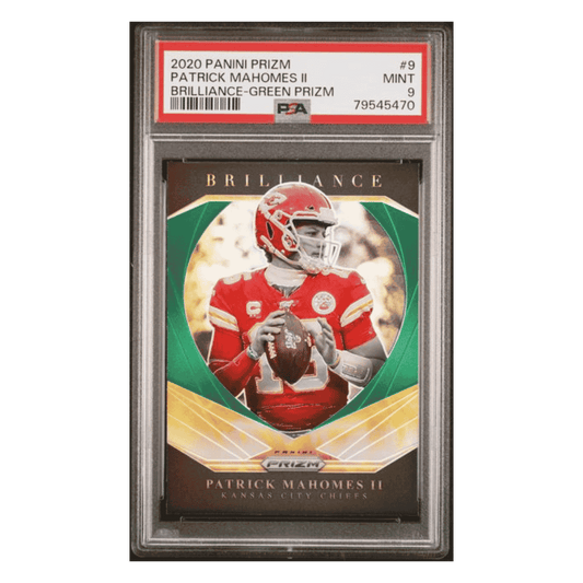 Pat Mahomes PSA 9 2020 Panini Prizm Brilliance Green Prizm Card #9